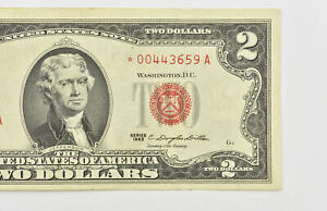 *Star* Error Replacement 1963 Note Red Seal $2 United States US Note *672