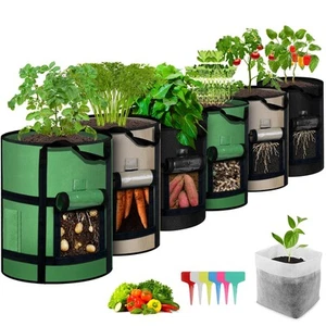 Grow Bags 6Pack - 10 Gallon Potato Grow Bags with Window to Harvest, Thickene... - Picture 1 of 7