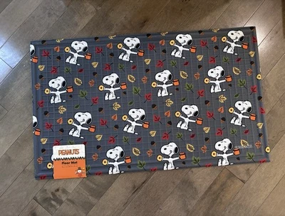 "Alfombra de goma para puerta Peanuts Snoopy Donuts Fall 18X30"" NUEVA" Foto 1 de 3