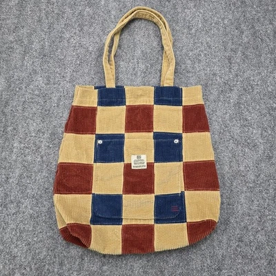 BDG Urban Outfitters Tote Bag Multi Color Corduroy Checkered Patchwork Shoulder - Image 1 of 4