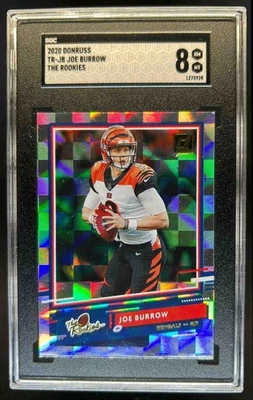 2020 Donruss Joe Burrow The Rookies Rookie RC #TR-JB Bengals SGC 8 - Image 1 of 2