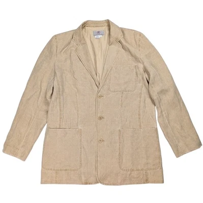 Territory Ahead Chore Blazer Jacket Men Large Long Tall Linen Silk Blend Tan  - Image 1 of 4