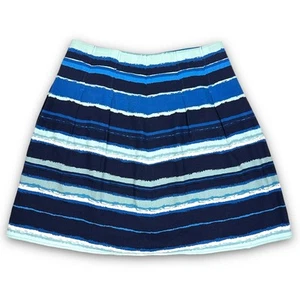 Calvin Klein Linen Blend A-line Knee Length Skirt Pleated Blue Striped Size 16 - Picture 1 of 7
