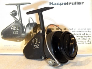 Late 50s'  vintage black ABU 222 Zangi Italy-made spinning reels-used/xclnt++ - Picture 1 of 12