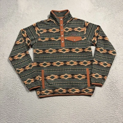 Pullover Cinch Para Hombres Mediano Rojo Azul Azteca Rayas Vellón A Presión Oeste Suroeste Foto 1 de 4