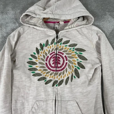 Y2K Element Hoodie Womens Small Skater Beige 2000s Grunge Full Zip - Image 1 of 4