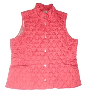 L.L. Bean Quilted Vest Coral Pink Sleeveless Outdoor Casual Pockets - Picture 1 of 8