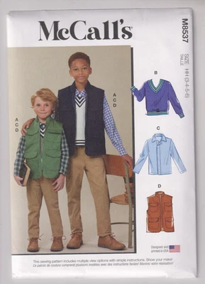 8537 McCALLS - SHIRT TOP & VESTS - BOYS Sz 3/4/5/6 - Image 1 of 2