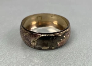 Brazalete Brazalete Ancho Vintage Latón Cobre Elefante Y Flores Hecho en India - Imagen 1 de 7