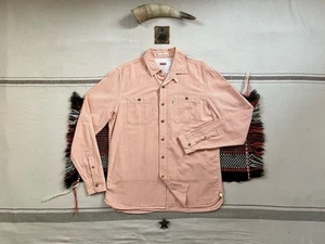 Levi's Work Deck Shirt M Vintage Clothing 2013 Tab Chin Collar Peach Check LNWOT - Picture 1 of 17