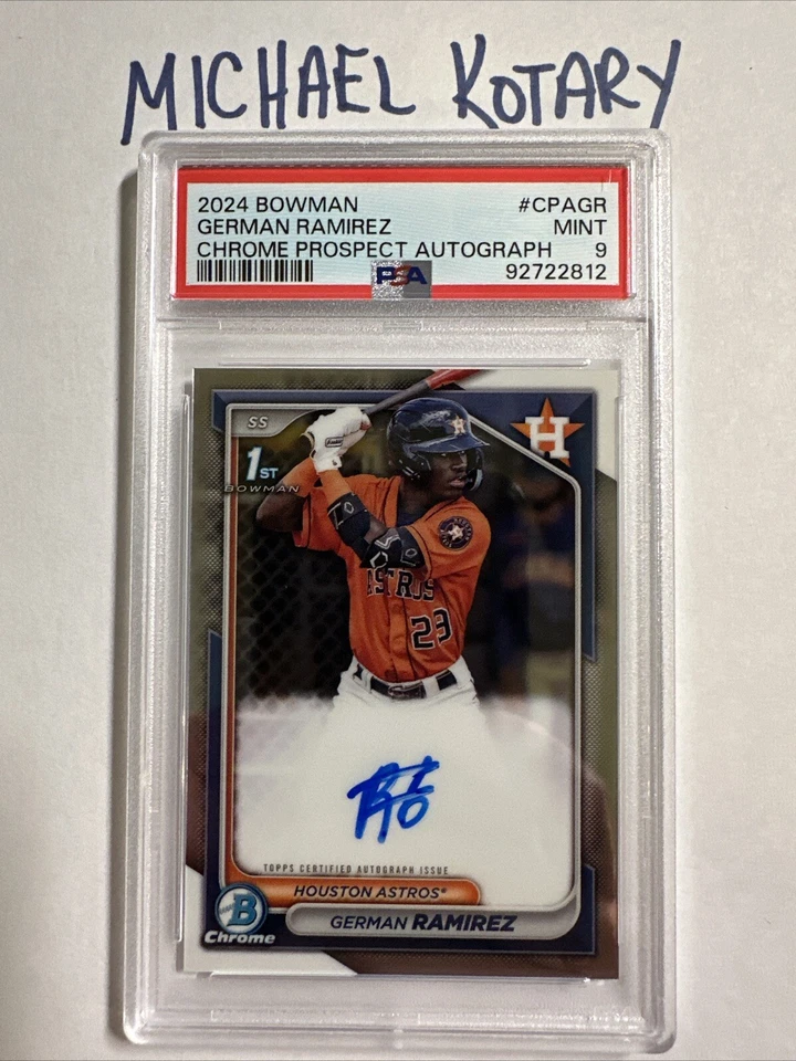 GERMAN RAMIREZ 2024 BOWMAN CHROME AUTO PSA 9 Astros 1st Cpagr - Image 1 of 1