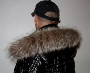 Fuchs Pelz Kapuze Kragen Echt Fellkragen 64cm Silberfuchs Pelzkragen Jacke Parka - Bild 1 von 4
