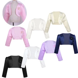 Kids Girls Shrug Ceremony Jacket Formal Bolero Wedding Sweater Coat Cardigan - Picture 1 of 65