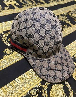 100% AUTÉNTICO GUCCI GG MONOGRAMA AZUL SOMBRERO GORRA RARO COLOR TALLA M AJUSTABLE Foto 1 de 4