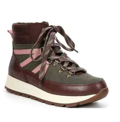 NWT$110 ALEX MARIE 10 THAYLA WEDGE BOOT LACE&ZIP-UP COLOR OLIVE DRAB RIBBON TRIM - Image 1 of 4