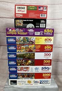 Lot Of 10 Jigsaw Puzzles (9 White Mountain) 500-1000 Pieces
