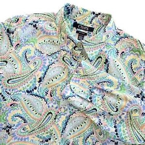 Chaps No Iron Paisley Shirt Womens sz PL Colorful Preppy Classic - Picture 1 of 5