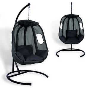 B-WAREN Hängesessel mit Gestell Kissen Hängeschaukel Indoor Outdoor, max. 120kg - Bild 1 von 14