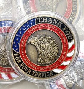 5x Thank You for Your Service Veteran Honoring All Who Served Military 2" Coin - Picture 1 of 5