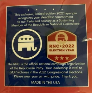 2022 RNC Limited Edition Election Year Lapel Pin - New on Card - Picture 1 of 1