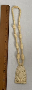Tribal Style Ivory Color Pendant Necklace Vintage? - Picture 1 of 9