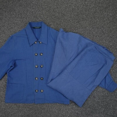 Vintage Laura Ashley Dress & Blazer Womens Size 16 Blue 100% Linen 2pc Summer - Image 1 of 4