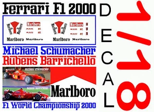 ANEXO DECAL 1/18 FERRARI F1 2000 MICHAEL SCHUMACHER – RUBENS BARRICHELLO (07) - Imagen 1 de 1