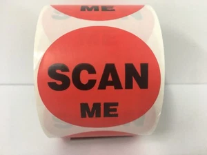 SCAN ME 2" Red Circle Shipping Mailing Special Instructions Labels (500/Roll) - Picture 1 of 3