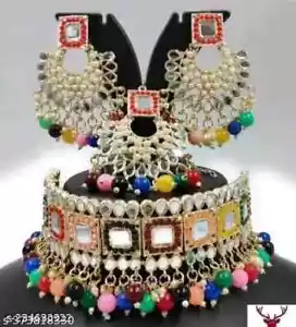 Indian Bollywood Gold Plated Kundan Choker Bridal Necklace Earrings Jewelry Set - Picture 1 of 5