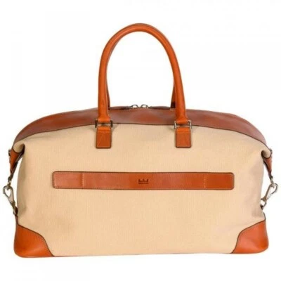 Artis & Fero - Lona de sarga con ribete de cuero marrón Foto 1 de 4