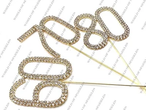 4,5 cm Diamante Estrás Pastel Pick Topper Cumpleaños Aniversario BASE DORADA - Imagen 1 de 31