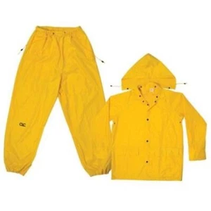 Custom Leathercraft Style R102M 3-Piece Mens Rain Suit Poly Yellow Medium 0.18mm - Picture 1 of 3