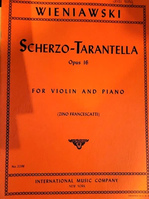 WIENIAWSKI, Scherzo-Tarantella, Opus 16 for Violin & Piano Book - Image 1 of 2
