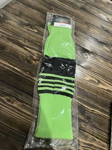 NEW Sport Excellent Neon Green Black Soccer Long Socks All Sports Teens/Adults - Picture 1 of 2