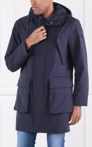 NWT Hugo Boss Mens Raincoat Connert Made in Italy US MED/38R/IT 48 Navy Blue - Picture 1 of 11