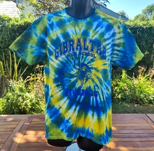 Camiseta Tie Dye EE. UU. Gibraltar Vikingos Escuela Amarillo Azul Para Hombre L Fruta del Telar - Imagen 1 de 18
