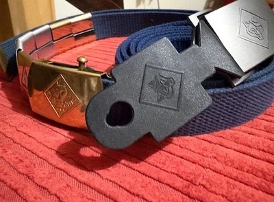 NEW Cub Scout Men’s Belt Navy Blue Woven Belt 54" Long Cut-It-Fit and brass belt - Image 1 of 4