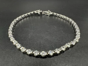 Brazalete de tenis genuino de plata de ley 925 con circonitas cúbicas - Imagen 1 de 7