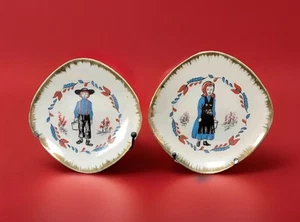 2 Brinn’s Amish Boy & Amish Girl Ceramic Wall Plates #T1596 Vintage Decorative - Picture 1 of 12