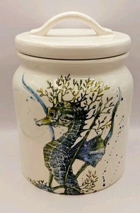 Pier 1 Ironstone Seahorse 69oz Canister - Picture 1 of 5