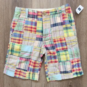 Gap Kids Shorts Boys 12 Multicolor Madras Plaid Adjustable Waist NWT - Picture 1 of 5