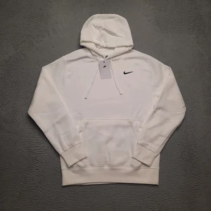 Nike Club Fleece Hoodie Mens Small Sweatshirt Sweater White Black Swoosh Adult - Picture 1 of 9