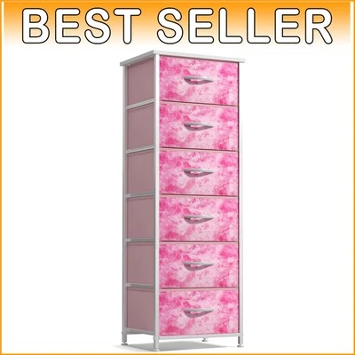 Versatile 6-Drawer Fabric Organizer for Nursery and Kids' Rooms - Pink Tie-Dye - image 1 of 4