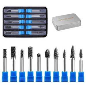 10PCS 1/4 Carbide Burr Set 1/4 Shank Die Grinder Bits Drill Bits Grinding Bit... - Picture 1 of 7
