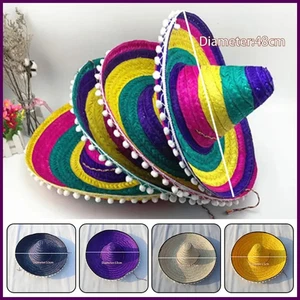 Sommer Mexikaner Party Hut Bunt Breite Krempe Strohhüte Herren Damen Sommer Outdoor - Bild 1 von 33