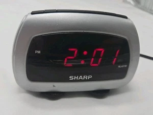 Sharp SPC085 Digital Alarm Clock Battery Backup Silver. Red Numbers Tested Works - Picture 1 of 6