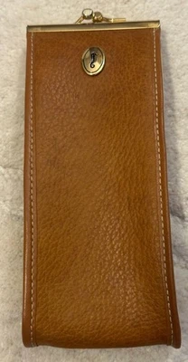 Винтажный Bergo Aubuson Париж желтовато-коричневый кожаный мягкий чехол для очков 7» сделано во Франции - Изображение 1 из 4