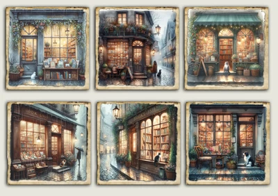 Book Shop Card Toppers Cardmaking Scrapbooking, Ephemera, Gift Tags topper - Image 1 of 3