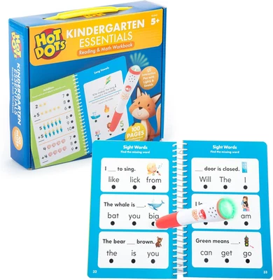 Hot Dots Kindergarten Essentials: libro de ejercicios de lectura y matemáticas - boo de trabajo de jardín de infantes Foto 1 de 4