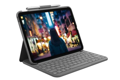 LOGITECH SLIM FOLIO 10.9 APPLE IPAD 10TH GEN CARRYING CASE OXFORD GRAY 920011368 - Image 1 of 4